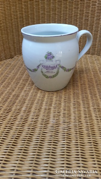 Old large mug with purple decor