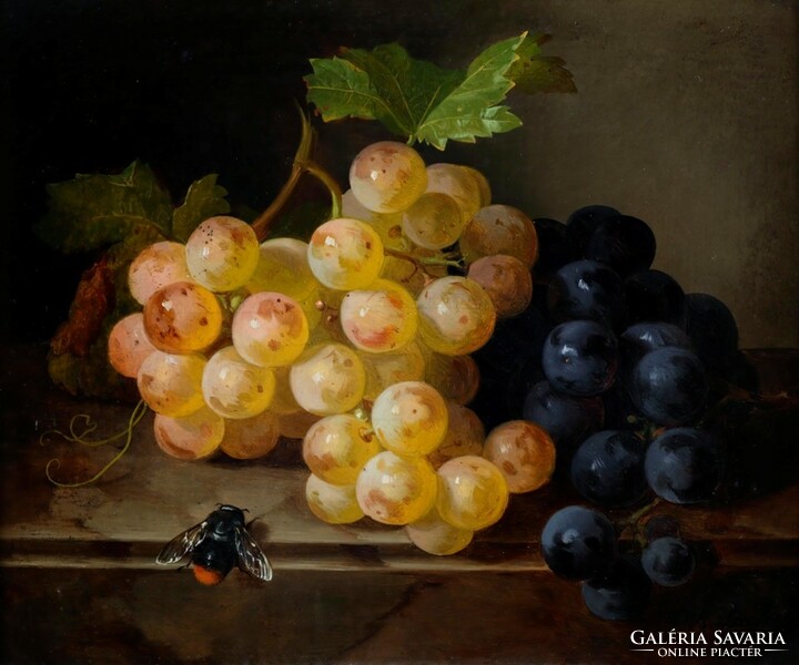 Andreas lach - still life with grapes - blindfold canvas reprint