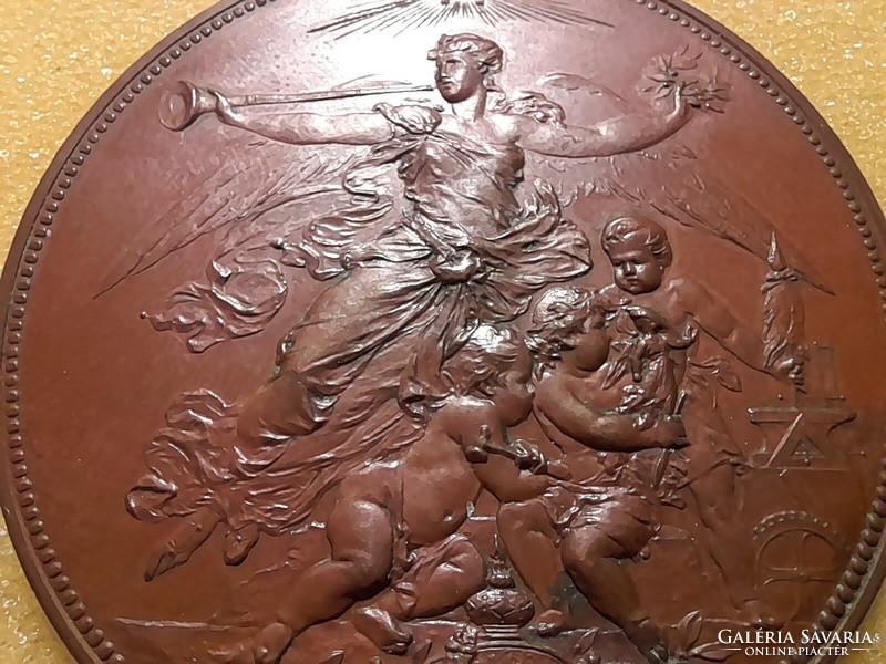Bronze medal and plaque of the national industry association. 1907. 51 grams. 53mm.