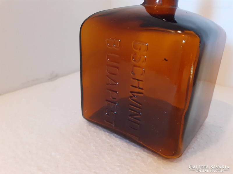 Old liqueur bottle gschwindt budapest convex inscription drink bottle
