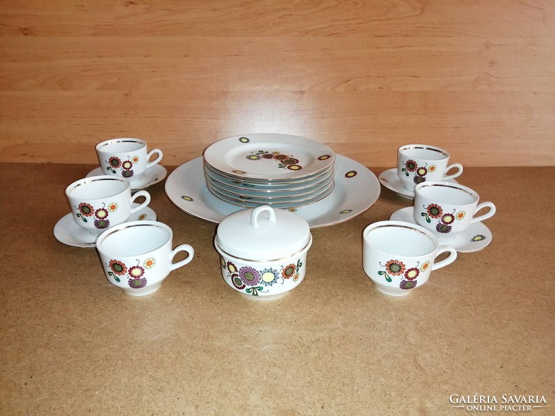 Retro GDR porcelán sütis kávés készlet kistányér kínáló kávéscsésze cukortartó (b)