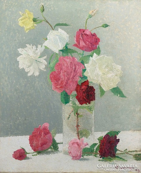 Achille laugé - roses - canvas reprint