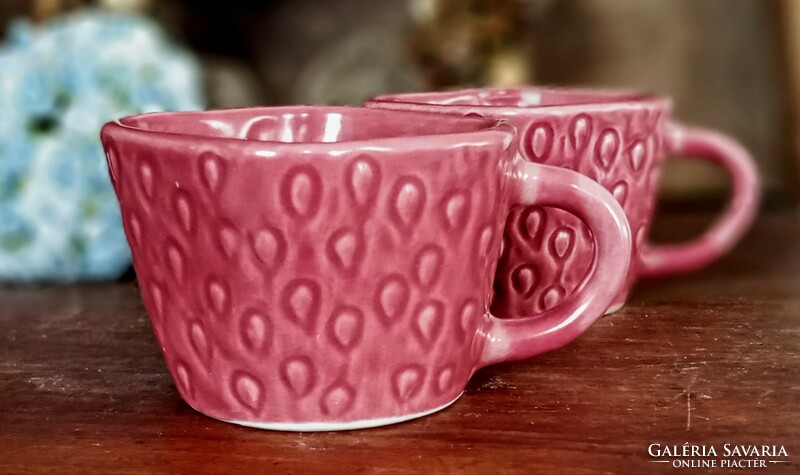 Strawberry tea cup, 2 mugs together
