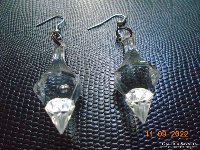 Spectacular polished, faceted clear stone earrings