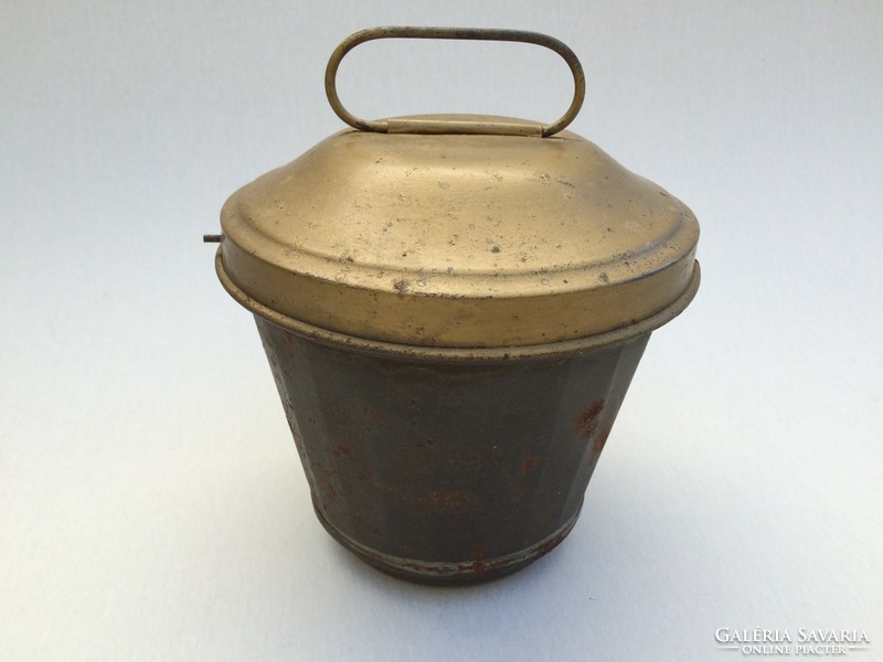 Old metal ball oven with lid, vintage confectioner's ball oven mold