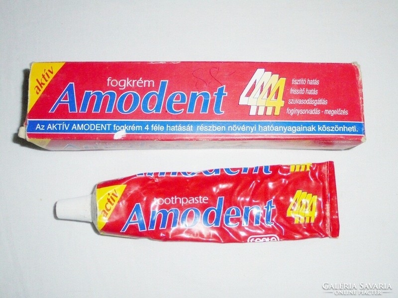 Retro amodent toothpaste metal tube, paper box - manufacturer caola - from the 1980s