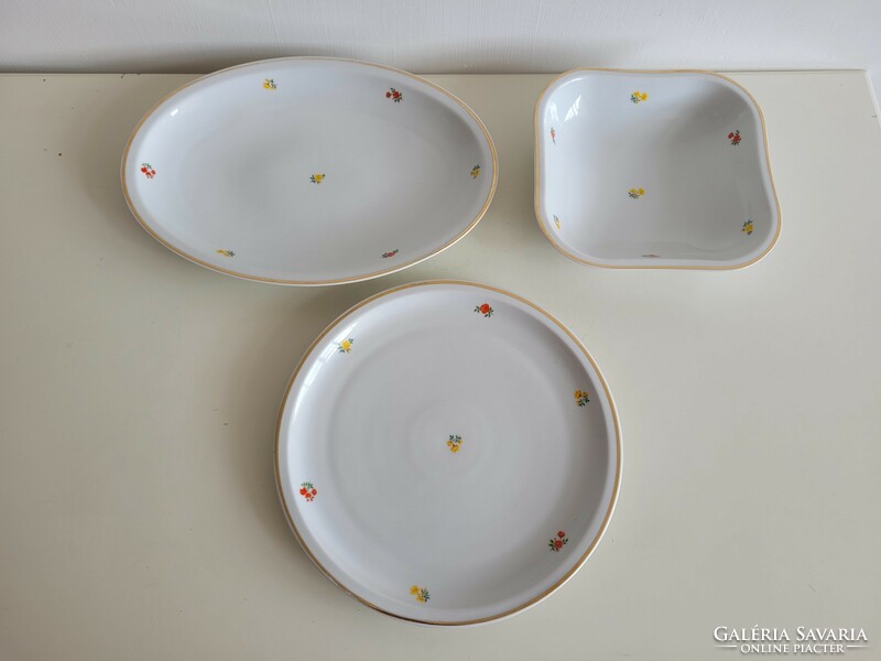 Set of 3 old Zsolnay large porcelain bowls with floral patterns