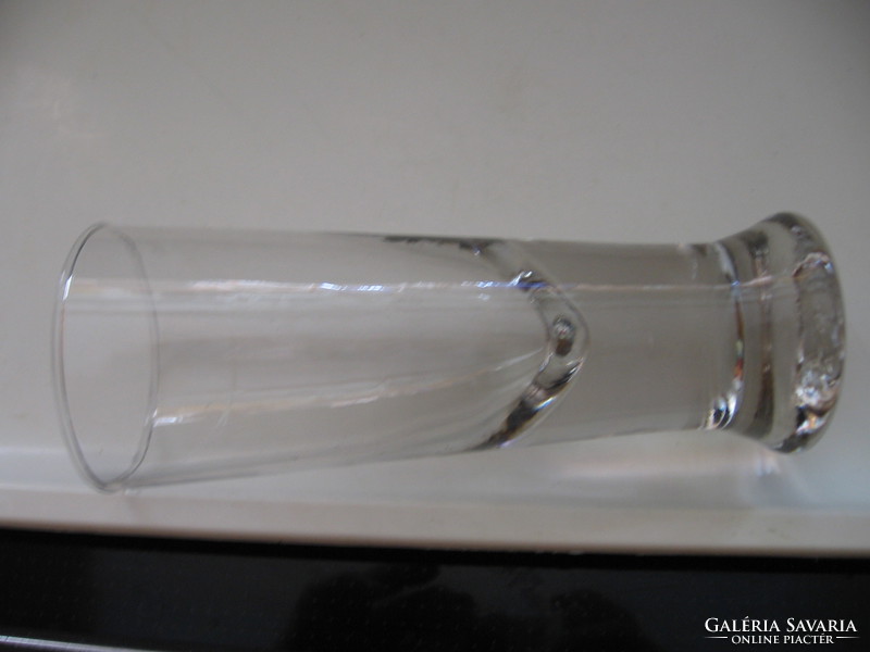 2 db antik vastag, tömör üveg pohár, váza