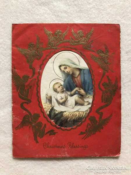 Régi grafikus Karácsonyi képeslap, üdvözlőlap -  U.S.A.       -  nagy méretű !!