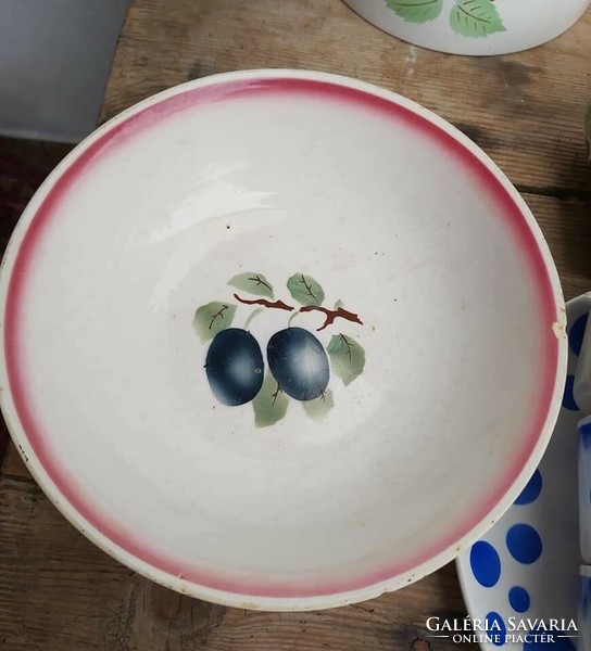 Granite beaded plum bowl peasant bowl patty bowl nostalgia piece village peasant grandmother