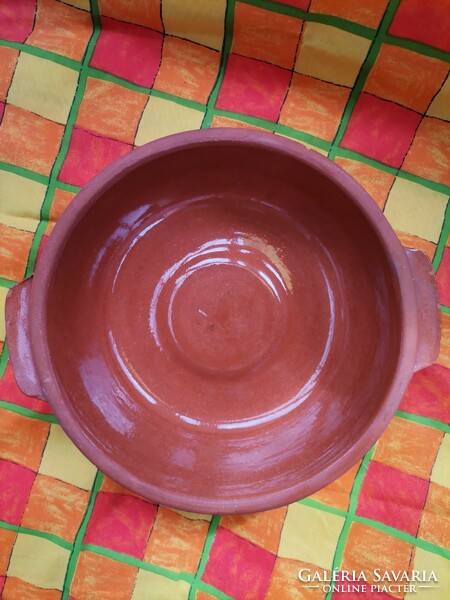 Old vintage brown earthenware bowl, large serving bowl, fruit bowl, kitchen side dish, special gift