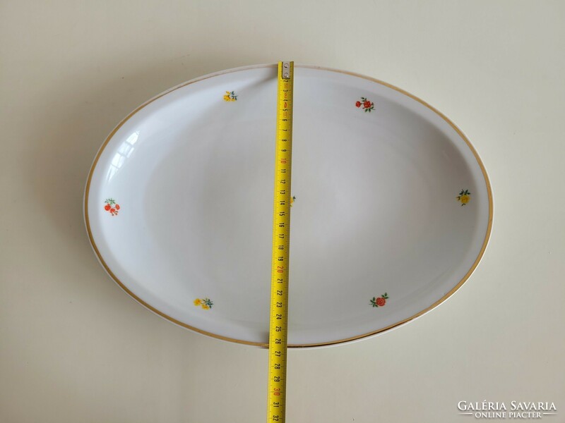 3 db régi Zsolnay nagy porcelán tál virágmintás ovális és szögletes kínáló