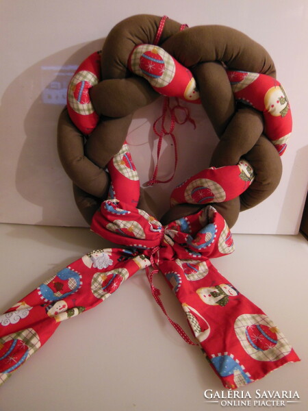 Christmas - new - diameter 42 cm - wreath bow 30 cm - braid diameter 6 cm - handmade - cotton - German