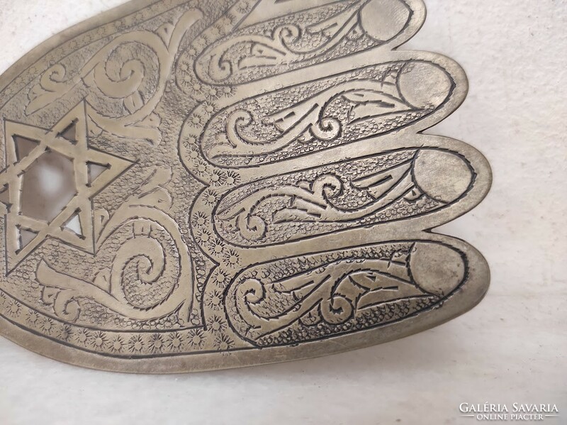 Antique Jewish protective hand hamsa hand of Fatima wall ornament star of David motif Judaica 5890