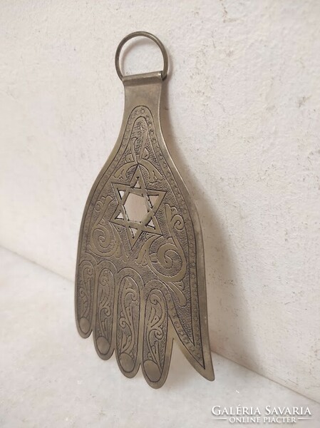 Antik zsidó védő kéz hamsza Fatima keze fali dísz Dávid csillag motívum judaika 5890