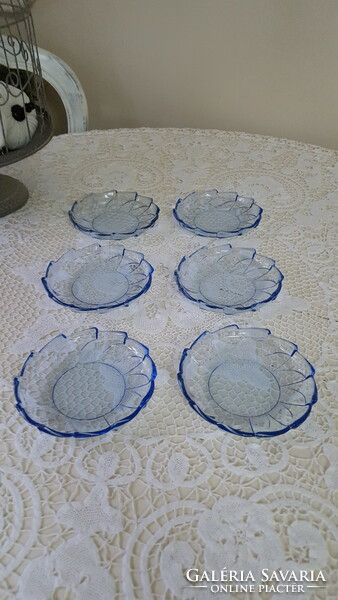 Beautiful, blue glass compote bowl 6 pcs.