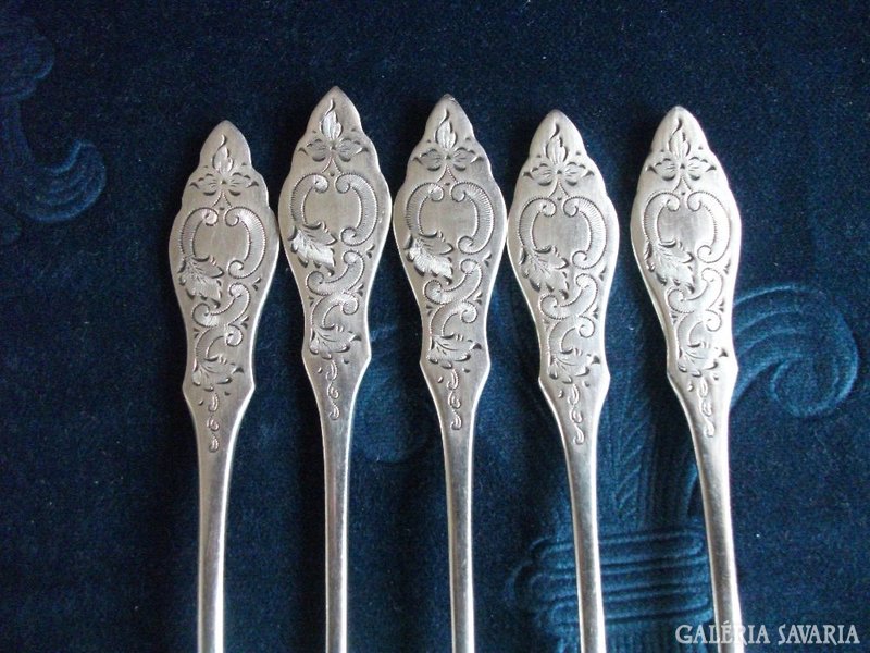 1900 Wilkens 90 hand-chiseled Ostfriesen pattern silver-plated luxury cake fork 5 pcs