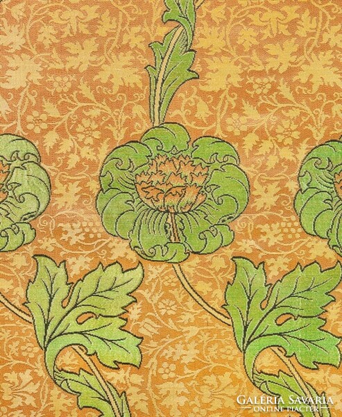 William Morris - Virágminta (narancs-zöld) - vakrámás vászon reprint