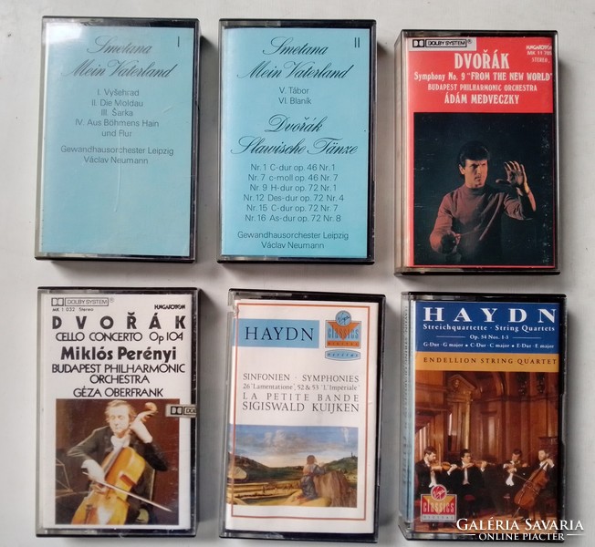 Régi használt műsoros audio hang kazetták komolyzene Mozart Schubert Vivaldi Dvorák Haydn Smetana