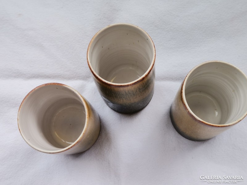 Set of 3 old special ceramic mugs, green mugs, retro ceramic cups, unique vintage gift