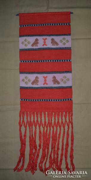 Long fringed wool tapestry / wall protector