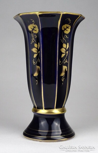 1K484 old cobalt blue jlmenau porcelain vase 16 cm