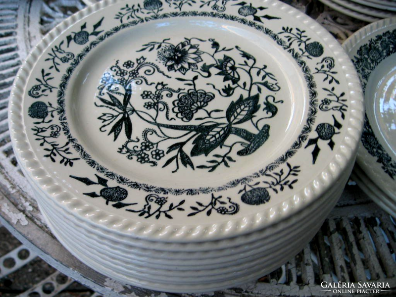 French ceramic flat plates with onion pattern