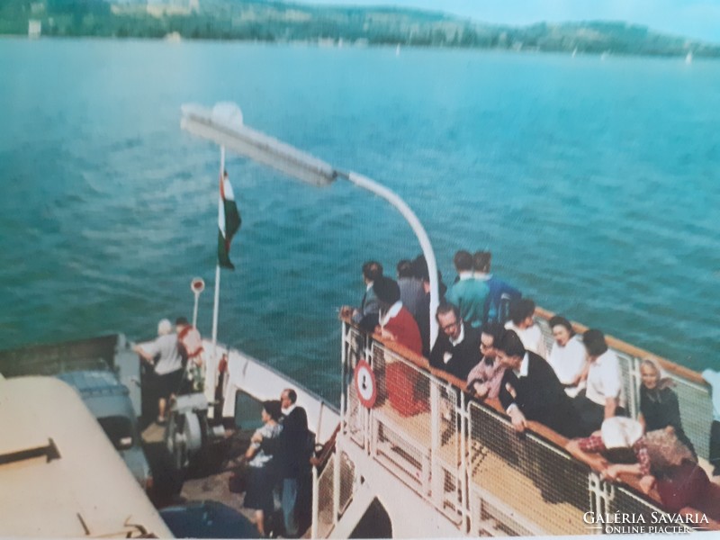 Retro képeslap 1970 Balaton komp hajó régi levelezőlap