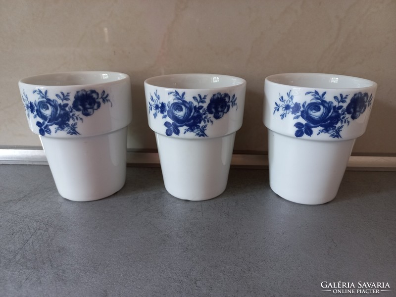 Kék rózsás Bavaria porcelán pohár