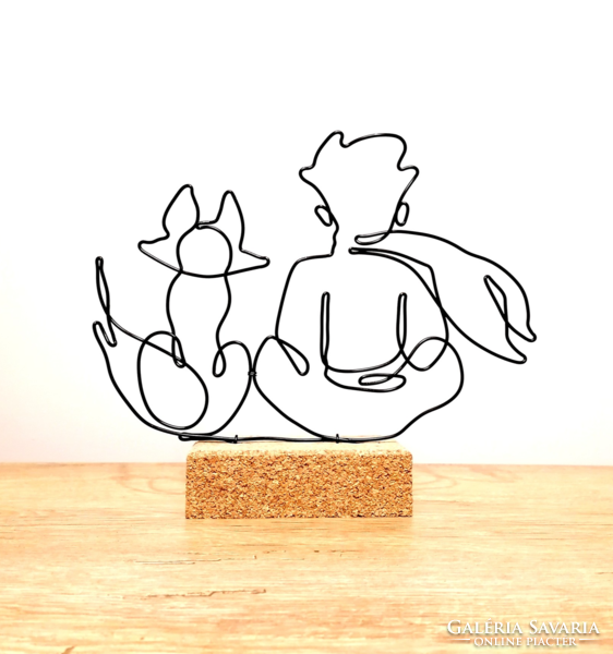 A kis herceg és a róka barátsága - drótból készített kézműves lakberendezési tárgy