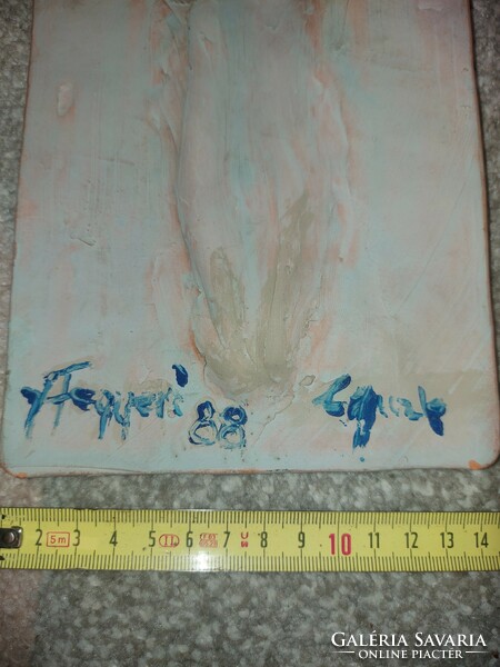 Terracotta nude wall picture, sign on the back, size indicated!
