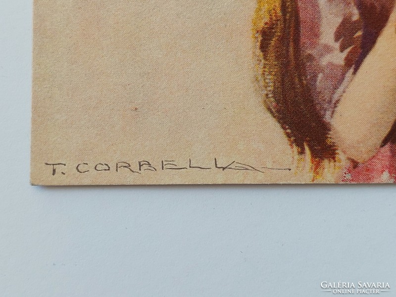 Old postcard t. Corbella art drawing postcard
