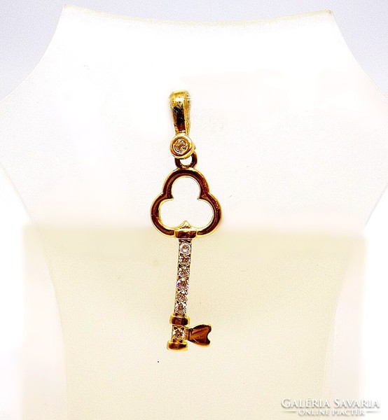 Stoned gold key pendant (zal-au99399)