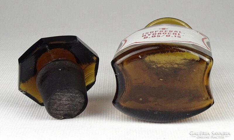 1K503 Antik borostyán barna dugós patika üveg ISOPRENAL HYDROCHL 10.5 cm