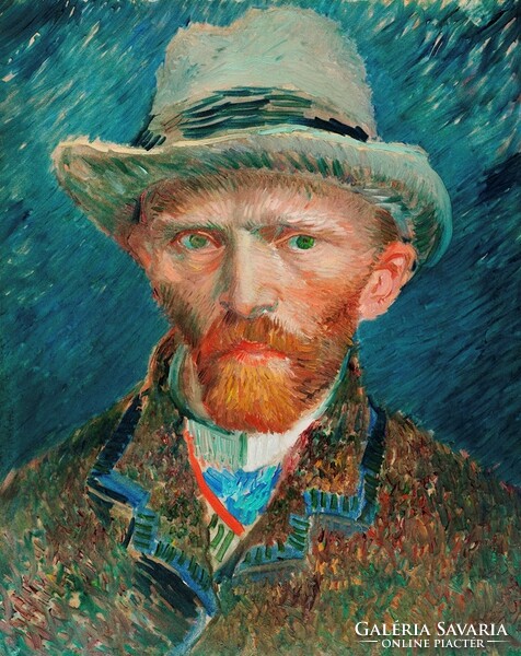 Van Gogh - Önarckép szürke kalapban - vakrámás vászon reprint