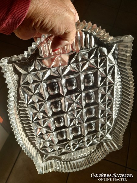 Beautiful, polished lead crystal tray, centerpiece for sale!