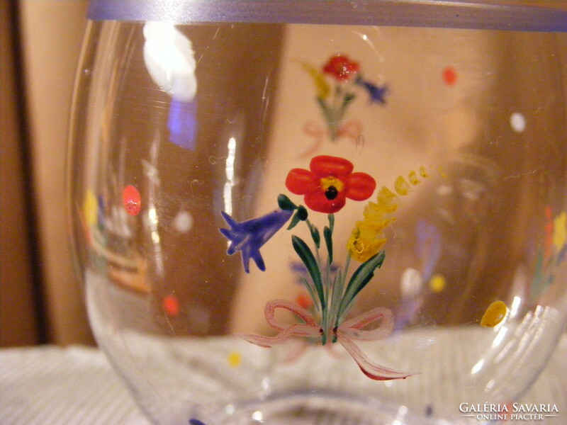 Régi festett virágos pohár