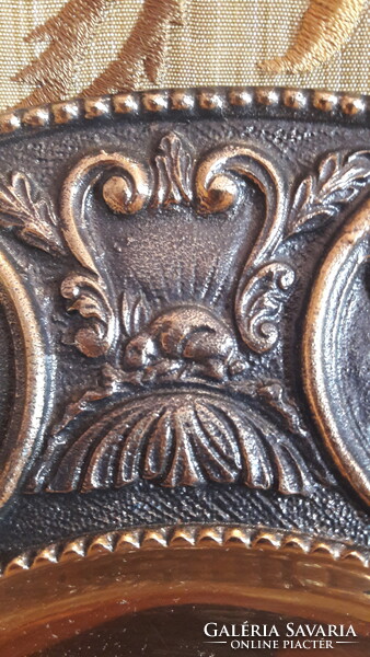 Vadászos réz tál, bronz iparművész dísztányér (M3006)