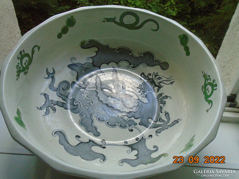 1818 George period Chinese dragon pattern 16 square mason's large wash basin