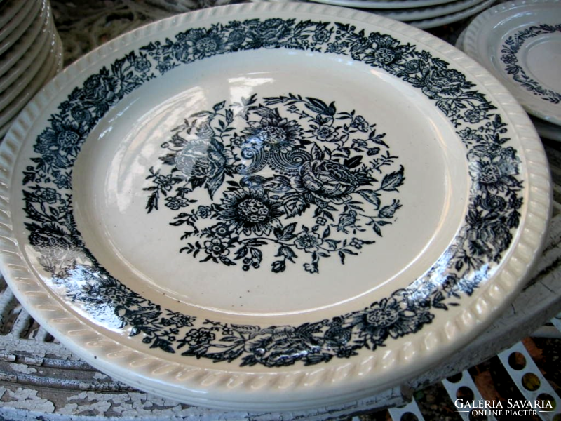 3 pcs blue and white english richly floral bowl, tray