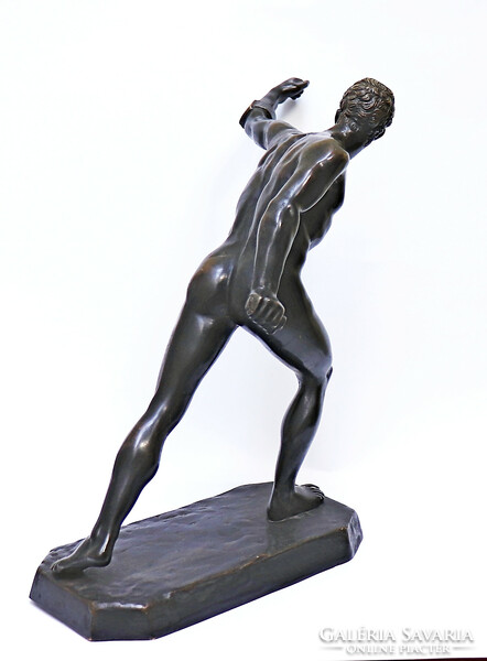 Borghese gladiator, antique bronze statue