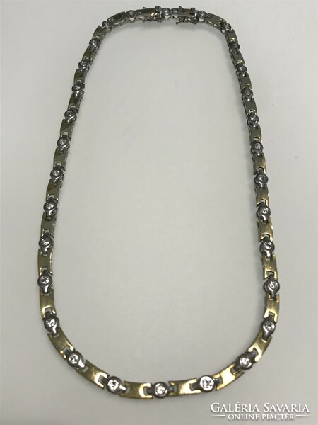 Gold-plated stainless steel necklace with crystal eyes, 44 cm long