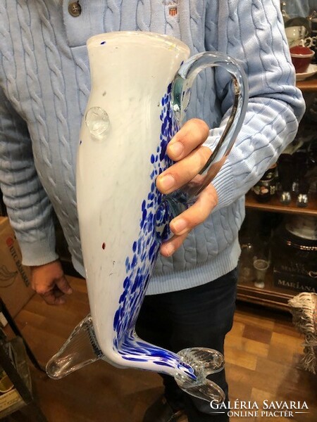 Muránói üveg hal váza, 35 cm-es nagyságú ritkaság.