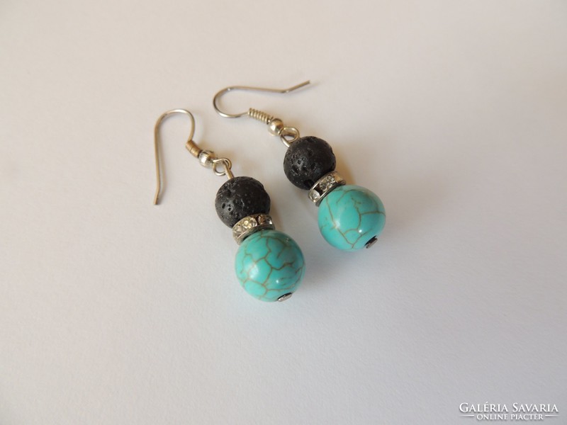 Beautiful turquoise lava stone earrings with glittering intermediates