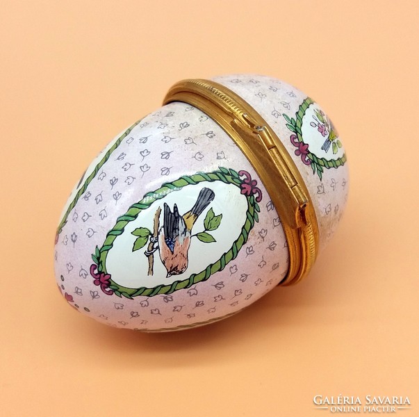 English egg-shaped bird decorative enamel box