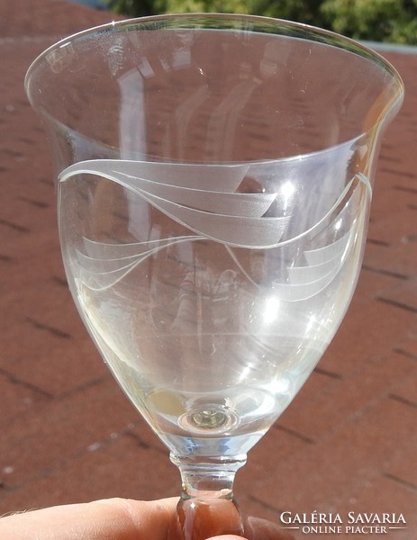 Szecis kézi csiszolt talpas üveg pohár készlet 5 db-os