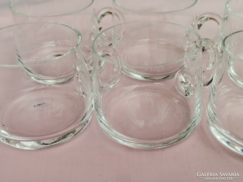 Set of 6 old glass brandy glasses, Christmas half-glasses, gift set with ear cups