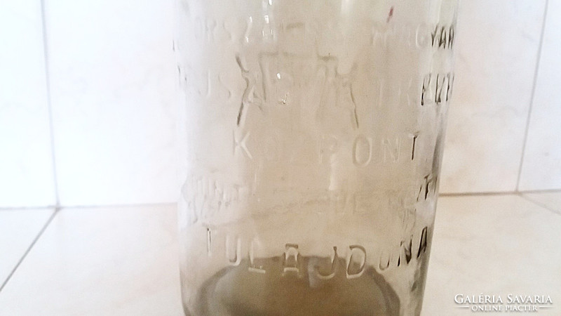 Old milk glass omtk embossed milk bottle 1 liter