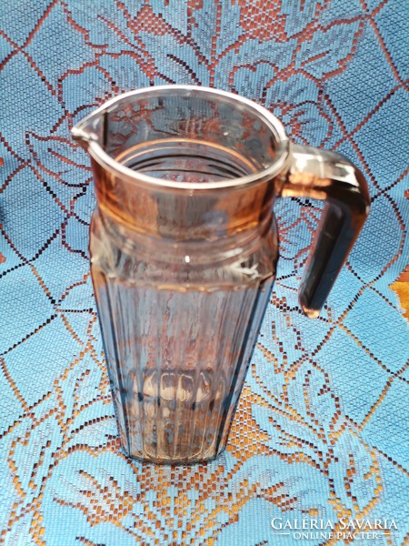 Art deco style large glass jug, retro brown water, drink spout