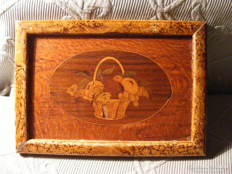 Old marquetry picture fruit basket